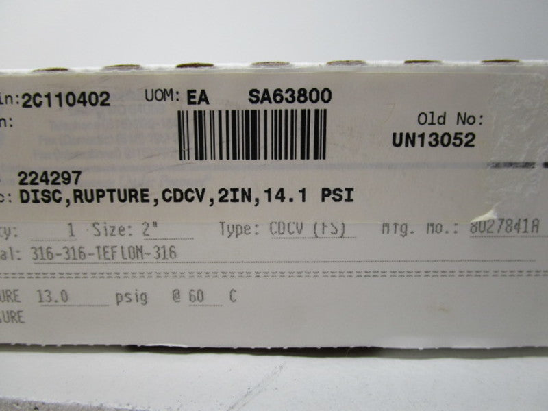 CONTINENTAL DISC PSE-10165 8027841A NSMP