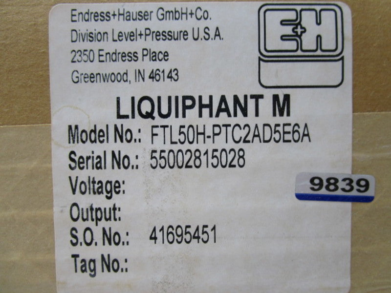 ENDRESS+HAUSER FTL50H-PTC2AD5E6A  NSFS