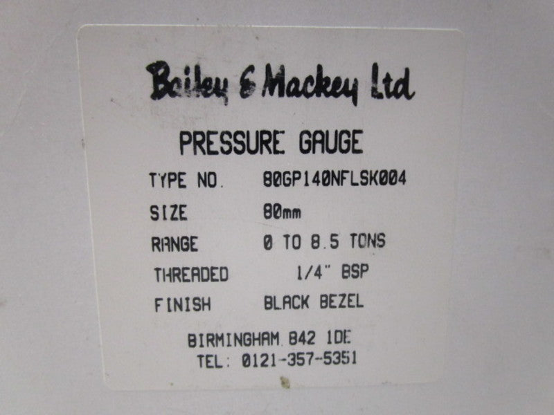 BAILEY & MACKEY 80GP140NFLSK004 0-8.5TONS NSMP