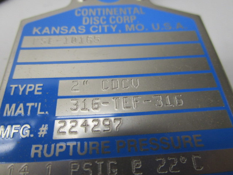 CONTINENTAL DISC PSE-10165 224297 2" NSMP