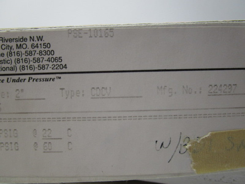 CONTINENTAL DISC PSE-10165 224297 2" NSMP