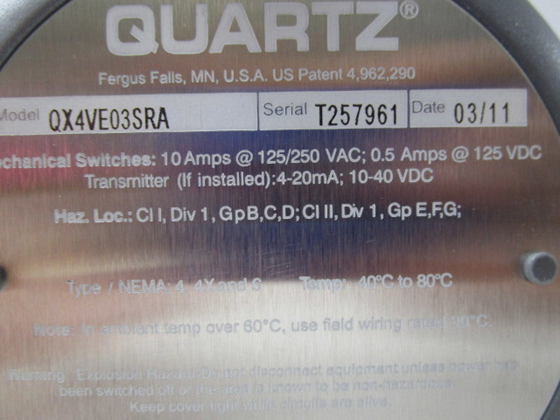 QUARTZ QX4VE03SRA 125/250VAC 10A NSNP