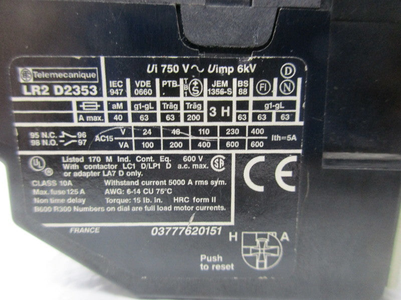 TELEMECANIQUE LR2-D2353 CONTROL SYSTEM UNMP