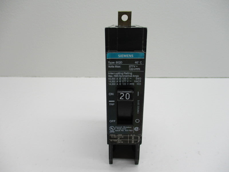 SIEMENS CIRCUIT BREAKER 20A BQD120BP  NSNP