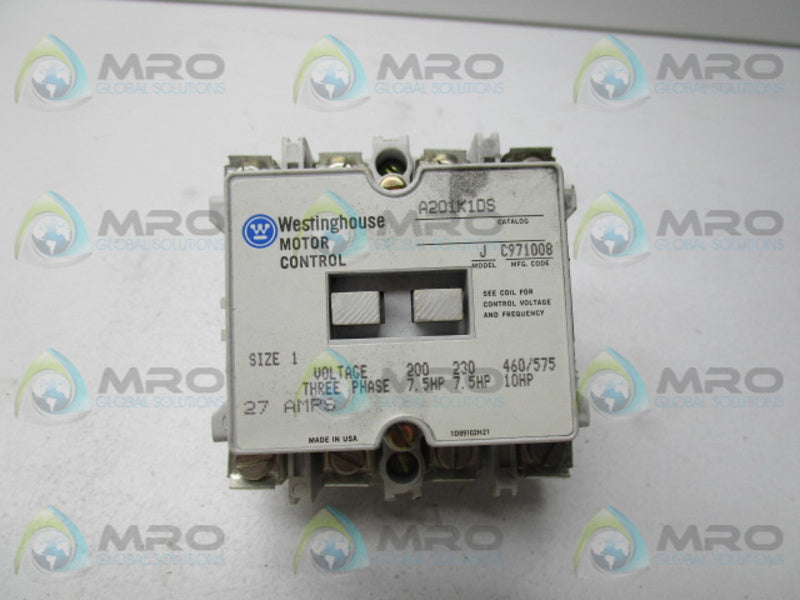 WESTINGHOUSE A201K1DS CONTACTOR 27A  UNMP