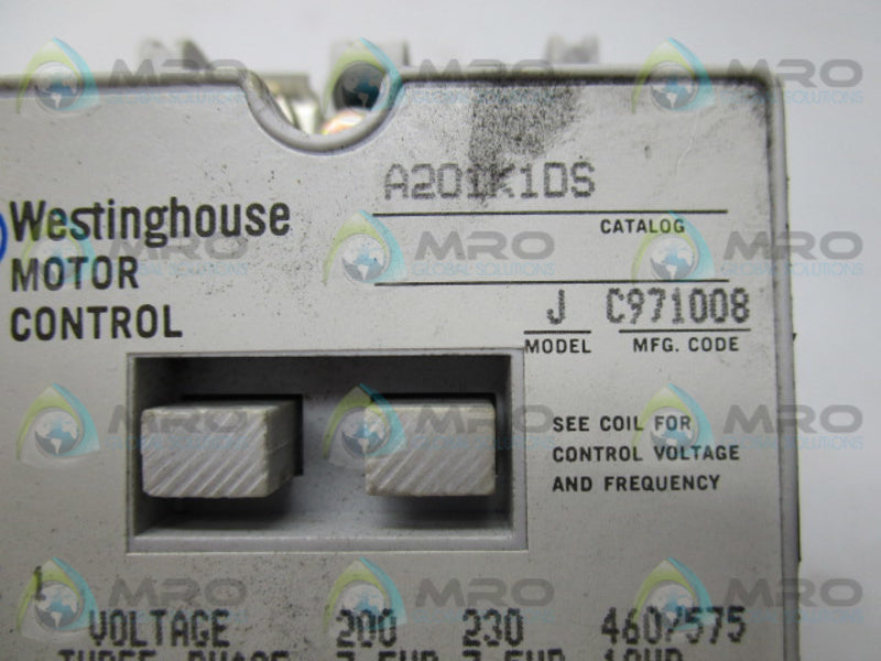 WESTINGHOUSE A201K1DS CONTACTOR 27A  UNMP