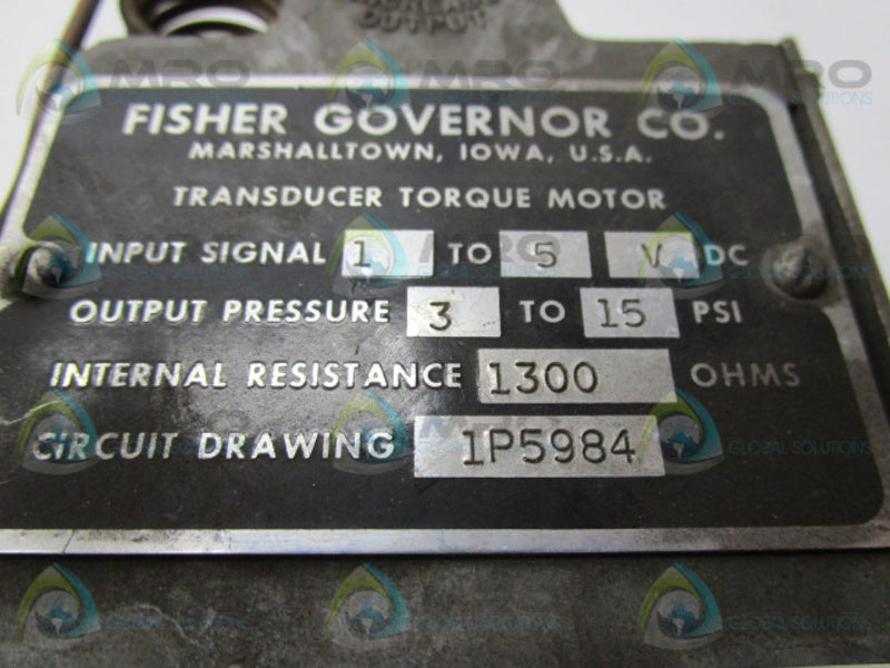 FISCHER GOVENOR 1P5984 TRANSDUCER TORQUE MOTOR  UNMP