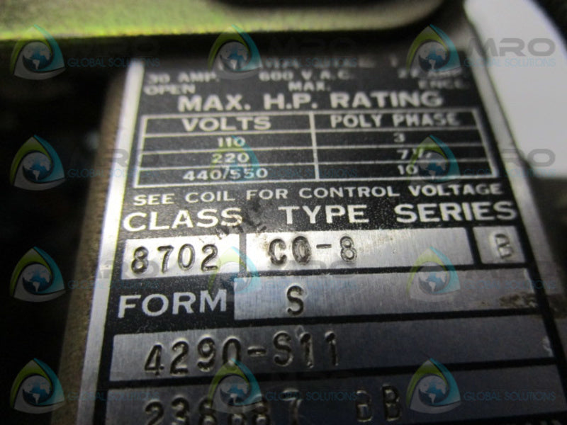 SQUARE D 870200-8B-S REVERSING CONTACTOR  UNMP