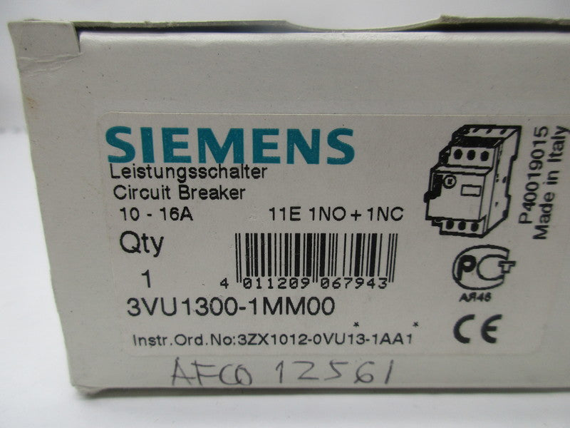 SIEMENS 3VU1300-1MM00 600VAC 10-16A NSMP