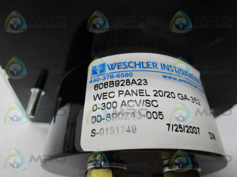 WESCHLER INSTRUMENTS 606B928A23 PANEL METER 0-300  NSNP