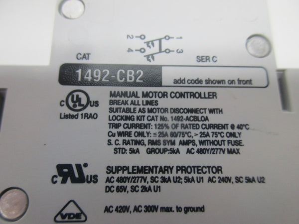ALLEN BRADLEY 1492-CB2G040 CIRCUIT BREAKER SER. C 4A 300V  NSNP
