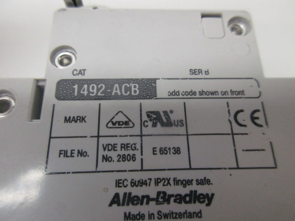 ALLEN BRADLEY 1492-ACBH1 SHUNT TRIP MODULE SER. B 6A 277VAC  UNMP
