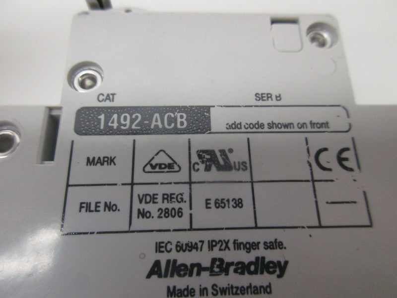 ALLEN BRADLEY 1492-ACBH1 SHUNT TRIP MODULE SER. B 6A 277VAC  UNMP
