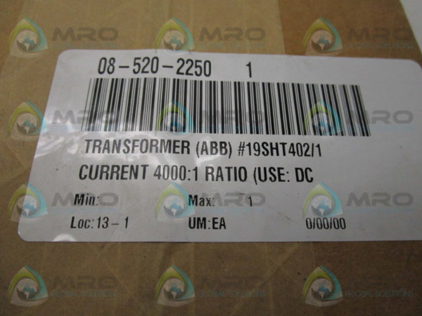 ABB 19SHT402/1 CURRENT TRANSFORMER RATIO 4000:1  NSFS