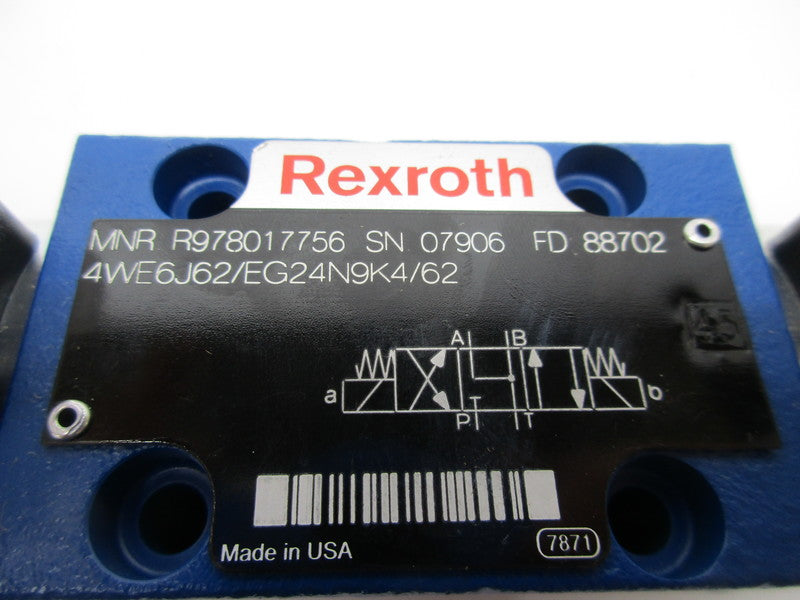 REXROTH 4WE6J62/EG24N9K4/62 R978017756 24VDC 1.25A NSNP