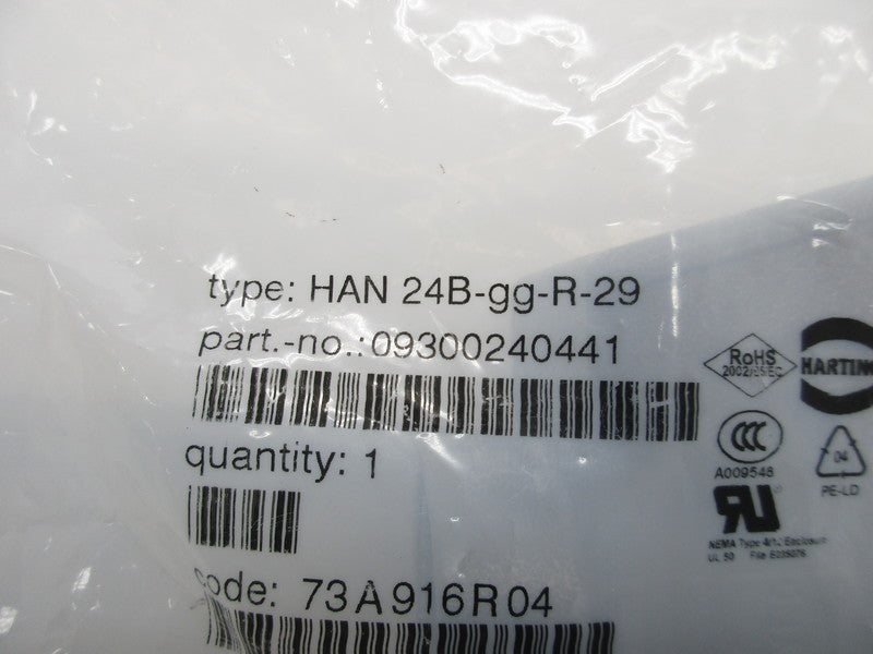 HARTING 09300240441 HAN-24B-GG-R-29 TOP METAL HOOD  NSMP