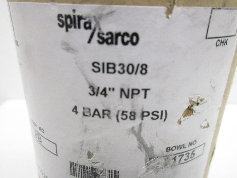 SPIRAX SARCO SIB30/8 STEAM TRAP 3/4" NPT 58 PSI  NSMP