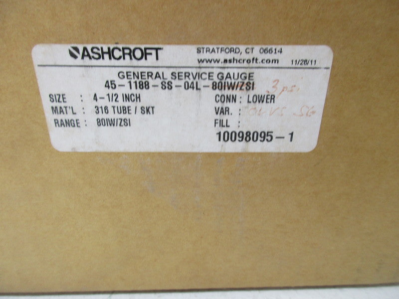 ASHCROFT 45-1188-SS-04L-80IW/ZSI  NSMP