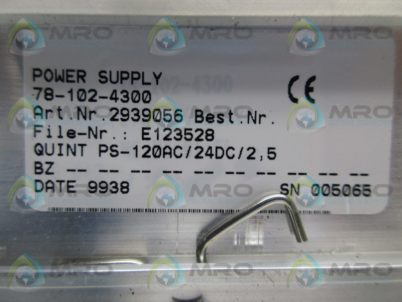 PHOENIX CONTACT QUINT-PS-120AC/24DC/2.5 POWER SUPPLY  UNMP