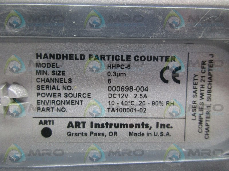 ARTI HHPC-6 TA10000-1-02  HAND HELD PARTICLE COUNTER  NSNP