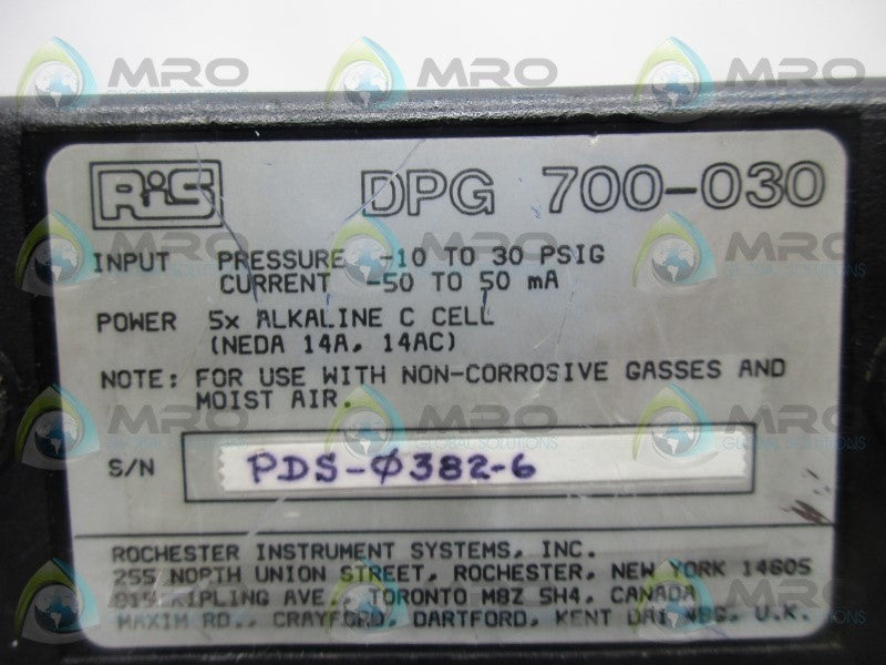 RIS DPG-700-030 DIGITAL PRESSURE GAUGE  UNMP