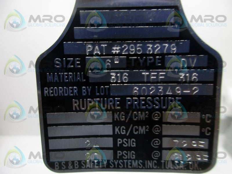 BS & B 2953279 RUPTURE DISC  NSNP