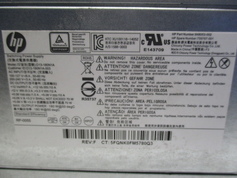 HEWLETT PACKARD D13-180N1A (759767-001) (848053-002)  NSNP