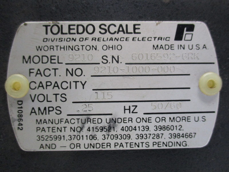 TOLEDO SCALE 9210-1000-000  UNMP