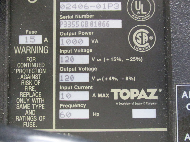 TOPAZ 02406-01P3  NSNP
