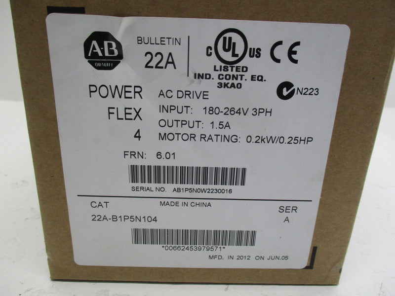 ALLEN BRADLEY 22A-B1P5N104 SER. A F/W 6.01  NSMP