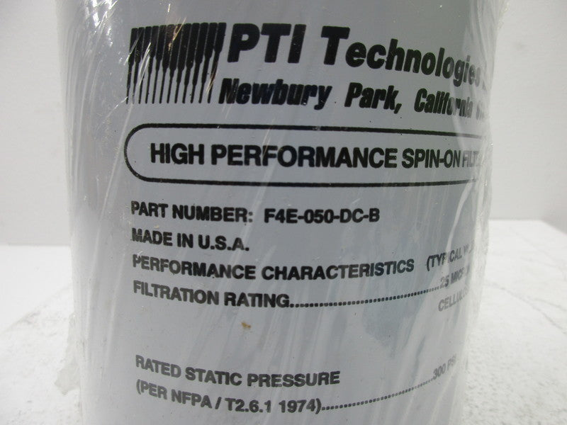 PTI F4E-050-DC-B HIGH PERFORMANCE SPIN ON FILTER   NSMP
