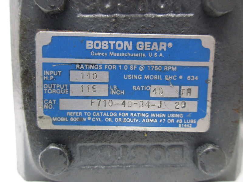 BOSTON GEAR F710-40-B4-J29 GEAR SPEED REDUCER (AS PICTURED)   NSNP