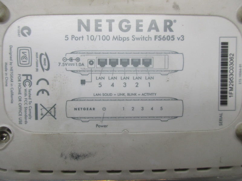 NETGEAR FS605 ETHERNET SWITCH 5PORT 10/100  UNMP