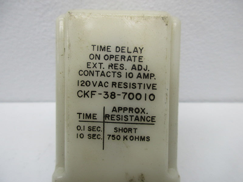 POTTER & BRUMFIELD CKF-38-70010 TIME DELAY RELAY 120VAC 0.1 - 10 SEC.  UNMP