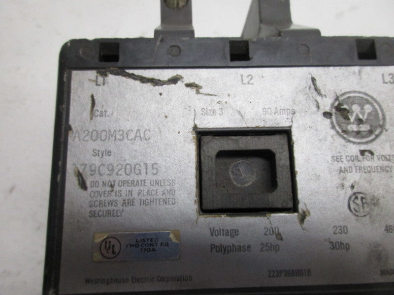 WESTINGHOUSE A200M3CAC STARTER 90A  UNMP