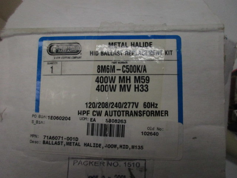 SPARTAN 8M6M-C500K/A BALLAST KIT 400W METAL HALIDE/MV  NSMP