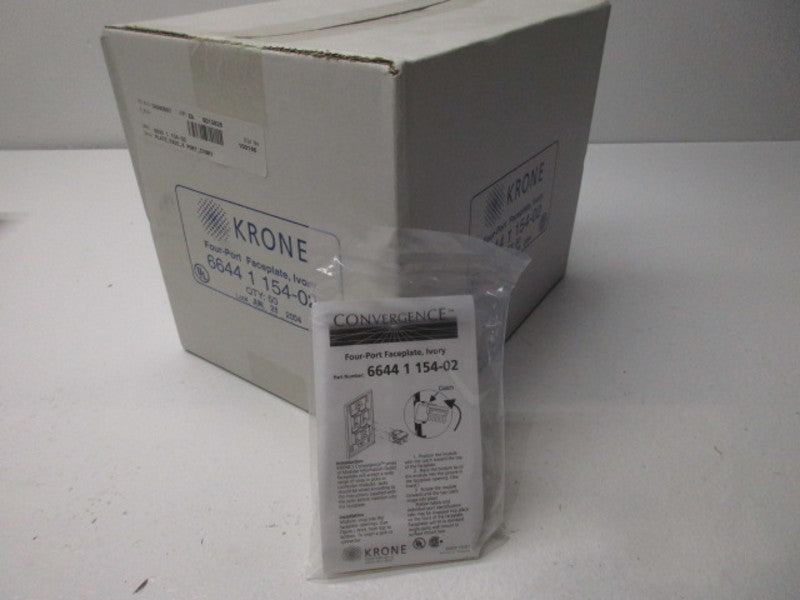 KRONE 6644-1-154-02 IVORY 4-PORT FACEPLATE CASE OF 50  NSMP