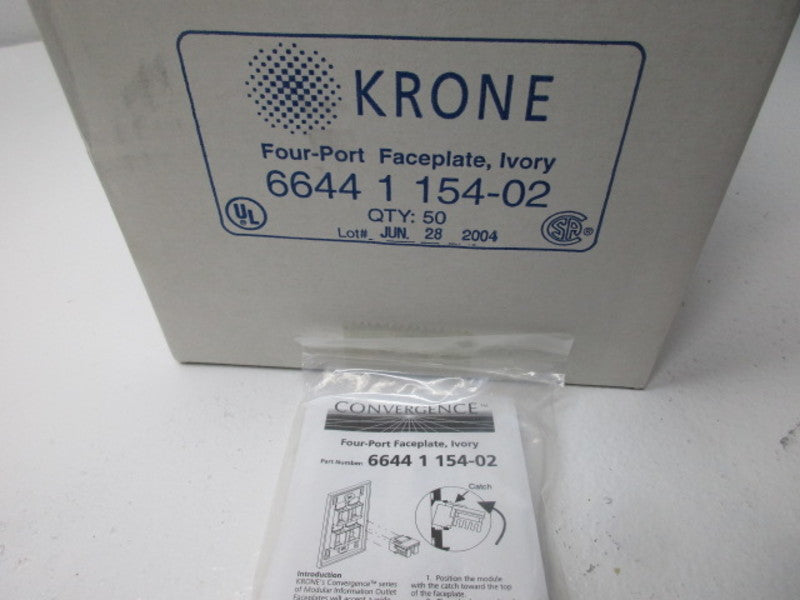 KRONE 6644-1-154-02 IVORY 4-PORT FACEPLATE CASE OF 50  NSMP