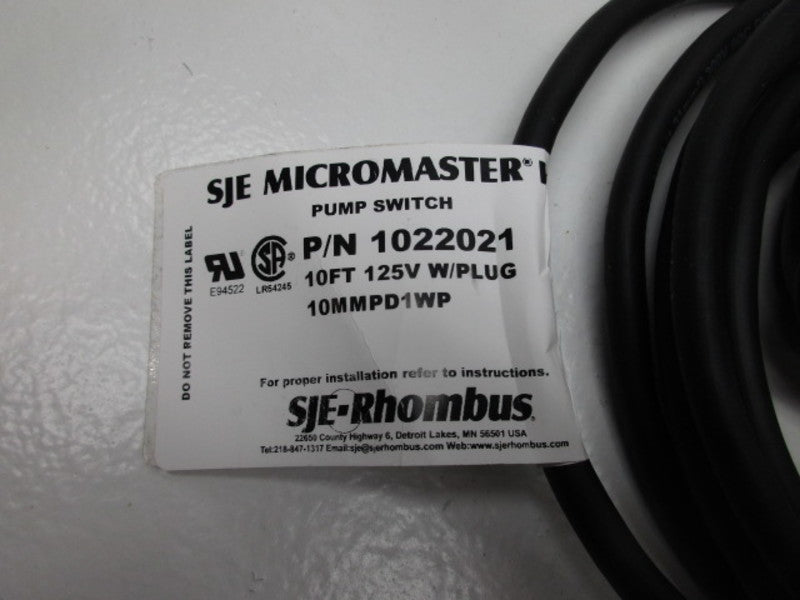 SJE-RHOMBUS 10MMPD1WP MICROMASTER PUMP FLOAT SWITCH  NSMP