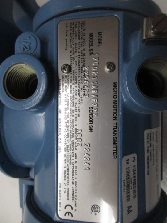 MICROMOTION 1700R11ABAEZZZ FLOWRATE TRANSMITTER (AS PICTURED)  NSNP