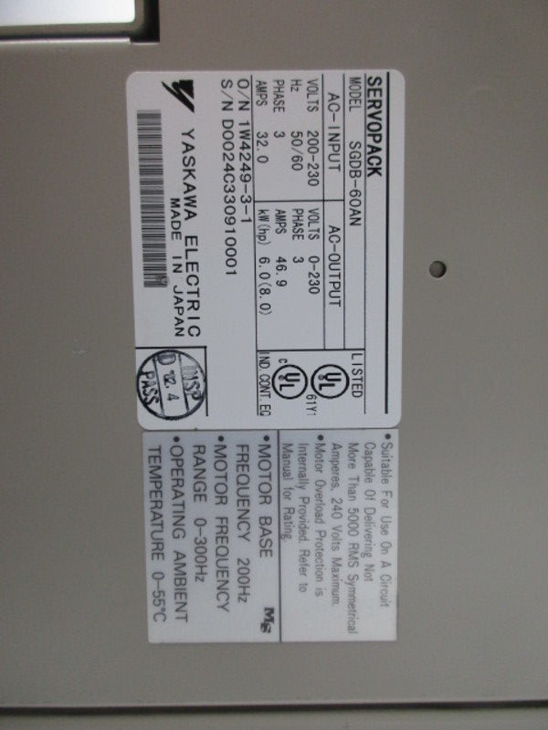 YASKAWA SGDB-60AN SERVOPACK POWER SUPPLY 200VAC  NSNP