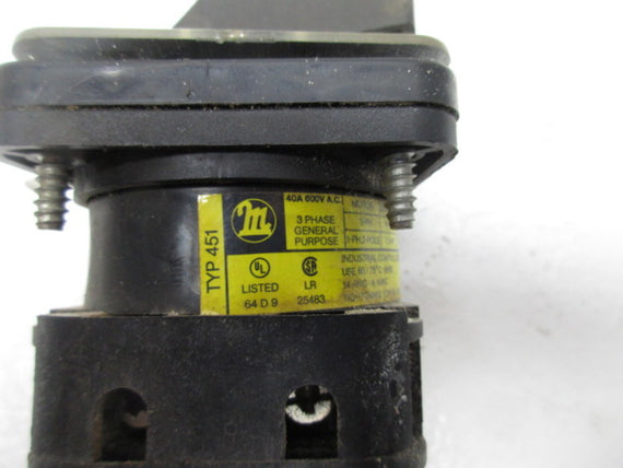 MERZ 451 3 POLE 3 POSITION SWITCH  UNMP