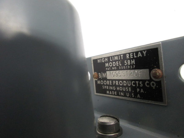 MOORE 709DS12CF TYPE 58H HIGH LIMIT RELAY  NSMP