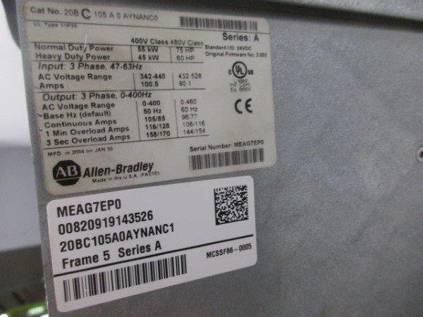 INDUSTRIAL SPARE PART 20BC105A0AYNANC0 SER.A  UNMP
