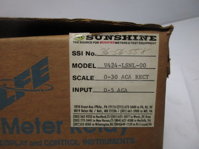 SUNSHINE V424-LSNL-00 REMOTE AMMETER 0-30 AC AMPERAGE  NSMP