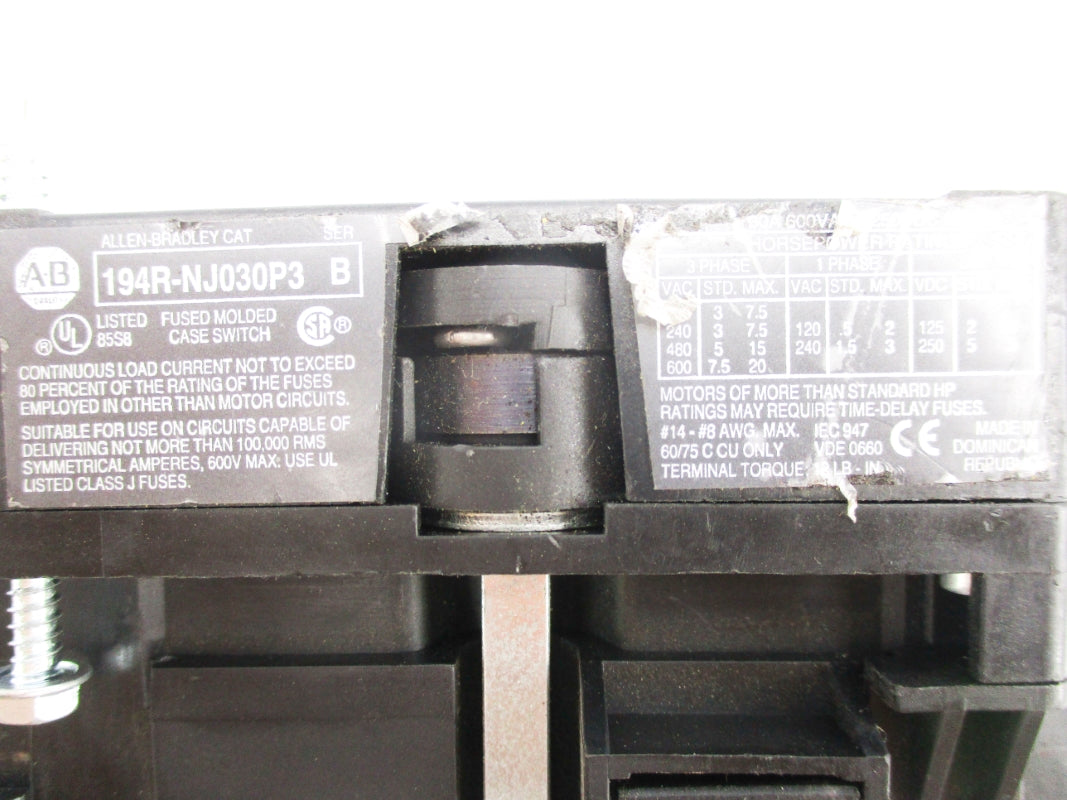 ALLEN BRADLEY 194R-NJ030P3 SER. B UNMP