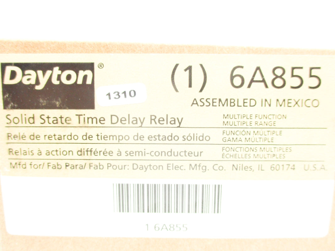 DAYTON 6A855 120VAC 10A .05SEC-999MIN NSMP