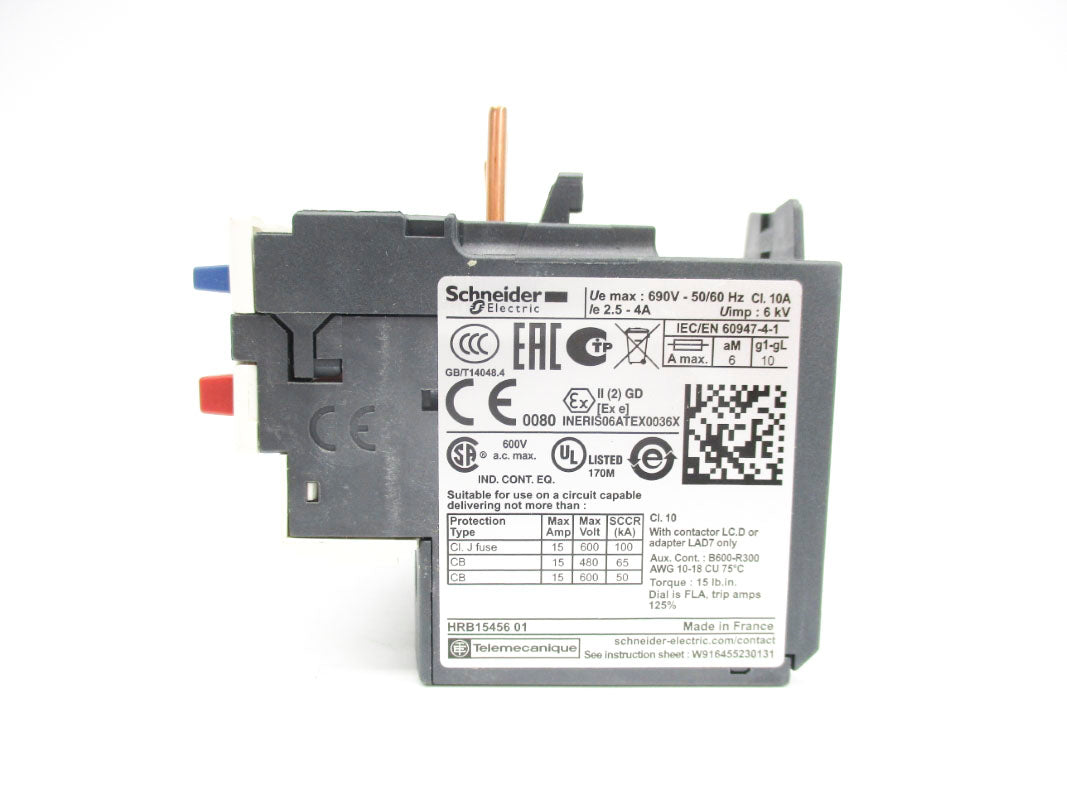 SCHNEIDER ELECTRIC LRD08 600VAC 2.5-4A NSNP