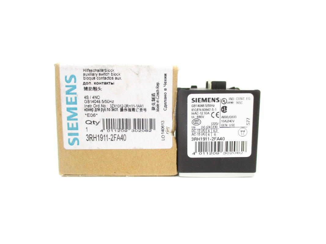 SIEMENS 3RH1911-2FA40 240V 10A NSMP