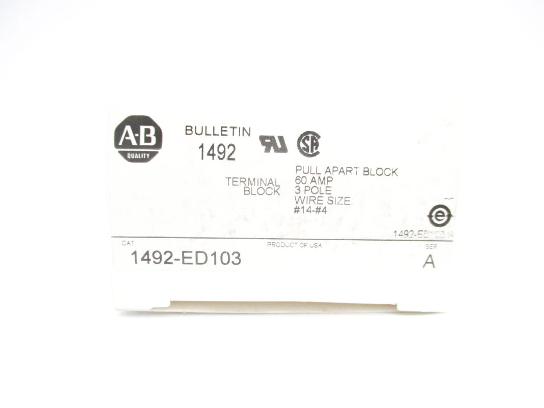 ALLEN BRADLEY 1492-ED103 SER. A 60A (WH) NSMP